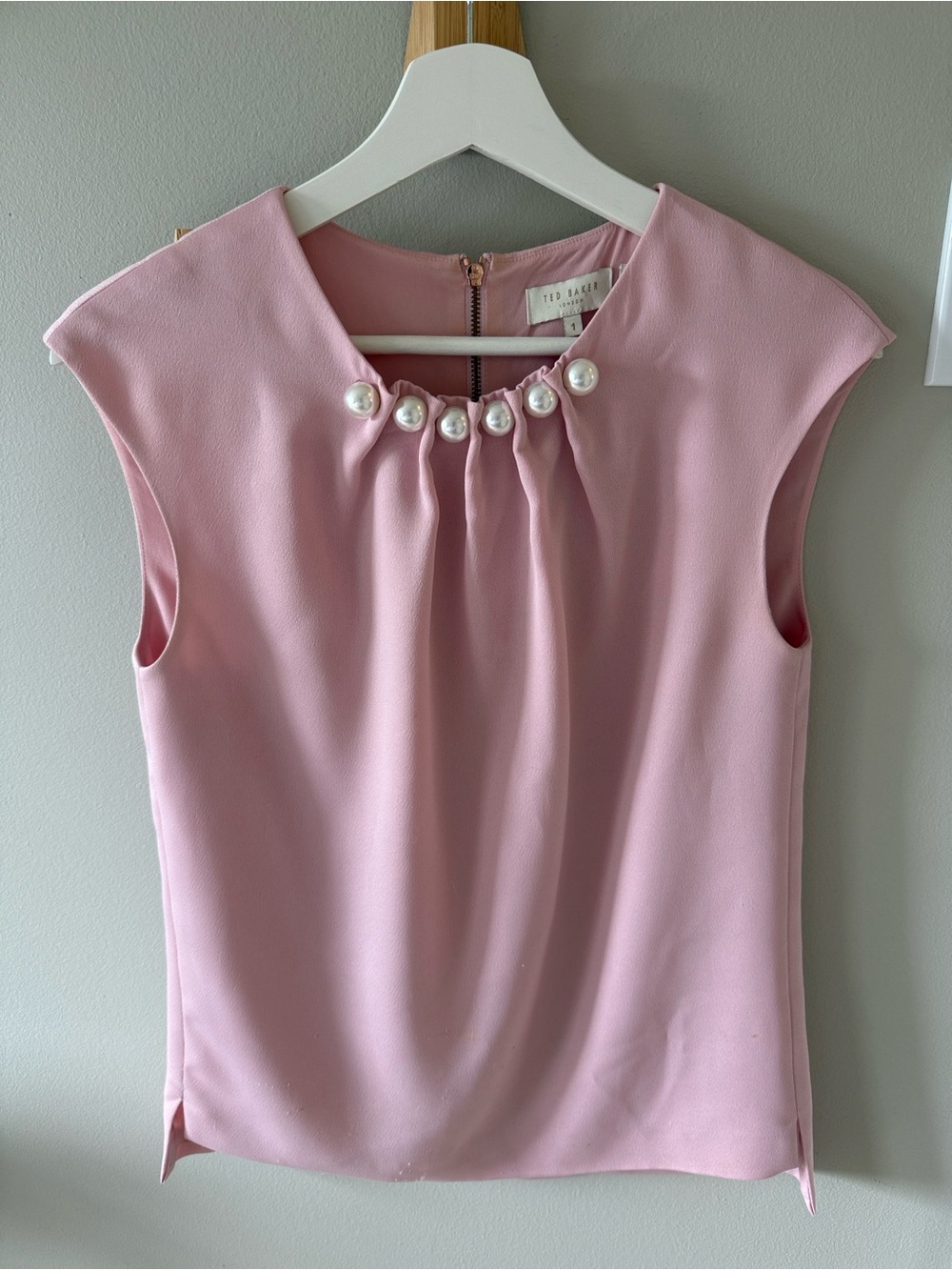 Ted Baker Pink Sleeveless Pearl-Accent Cami